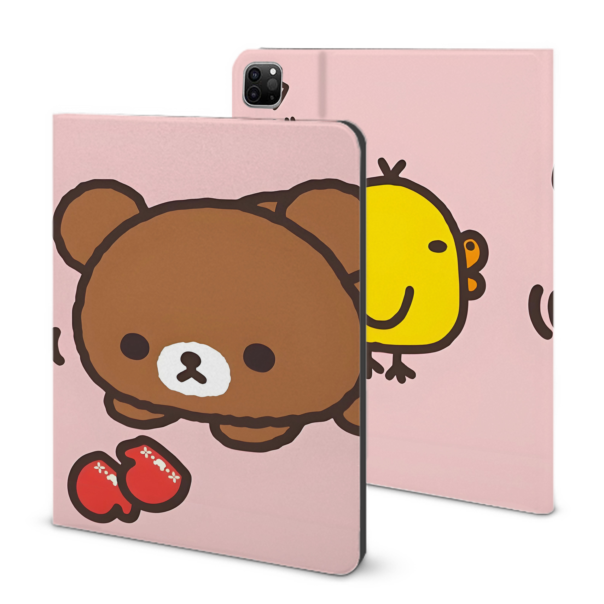 （画像用） リラックマ リラックマ キイロイトリ Rilakkuma Korilakkuma Kiiroitori IPad ケース ブック型 PUレザー TPU 耐衝撃 軽量 薄型 ペン収納なし 全面保護 IPad 各モデル対応